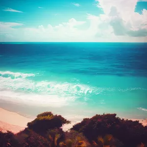 Serene Sunset over Tropical Beach Paradise