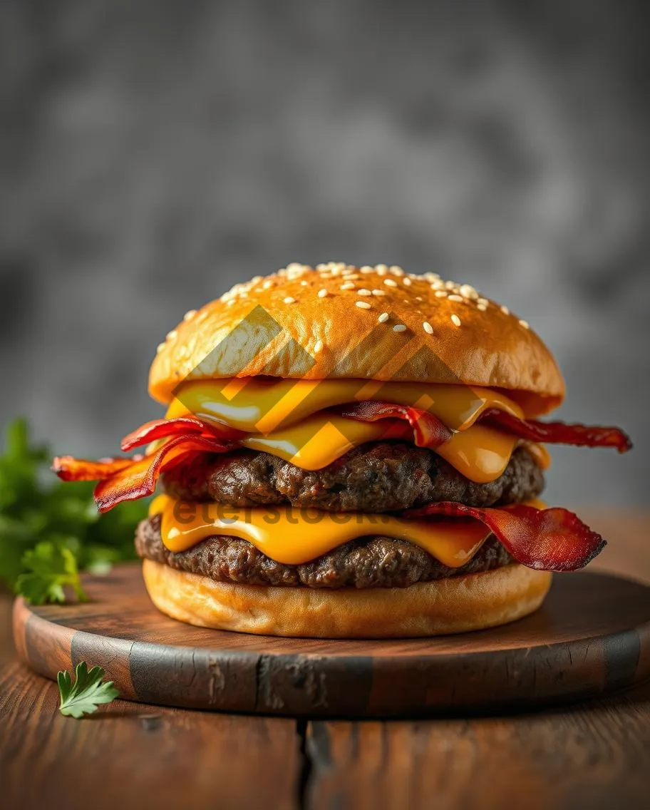 Picture of Grilled Cheeseburger with Lettuce and Tomatoes