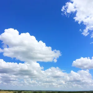 Vibrant Summer Sky with Fluffy Clouds