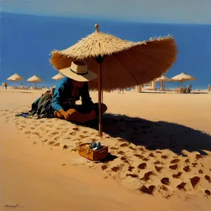 Paradise Beach: Tropical Relaxation Under Palm Umbrella