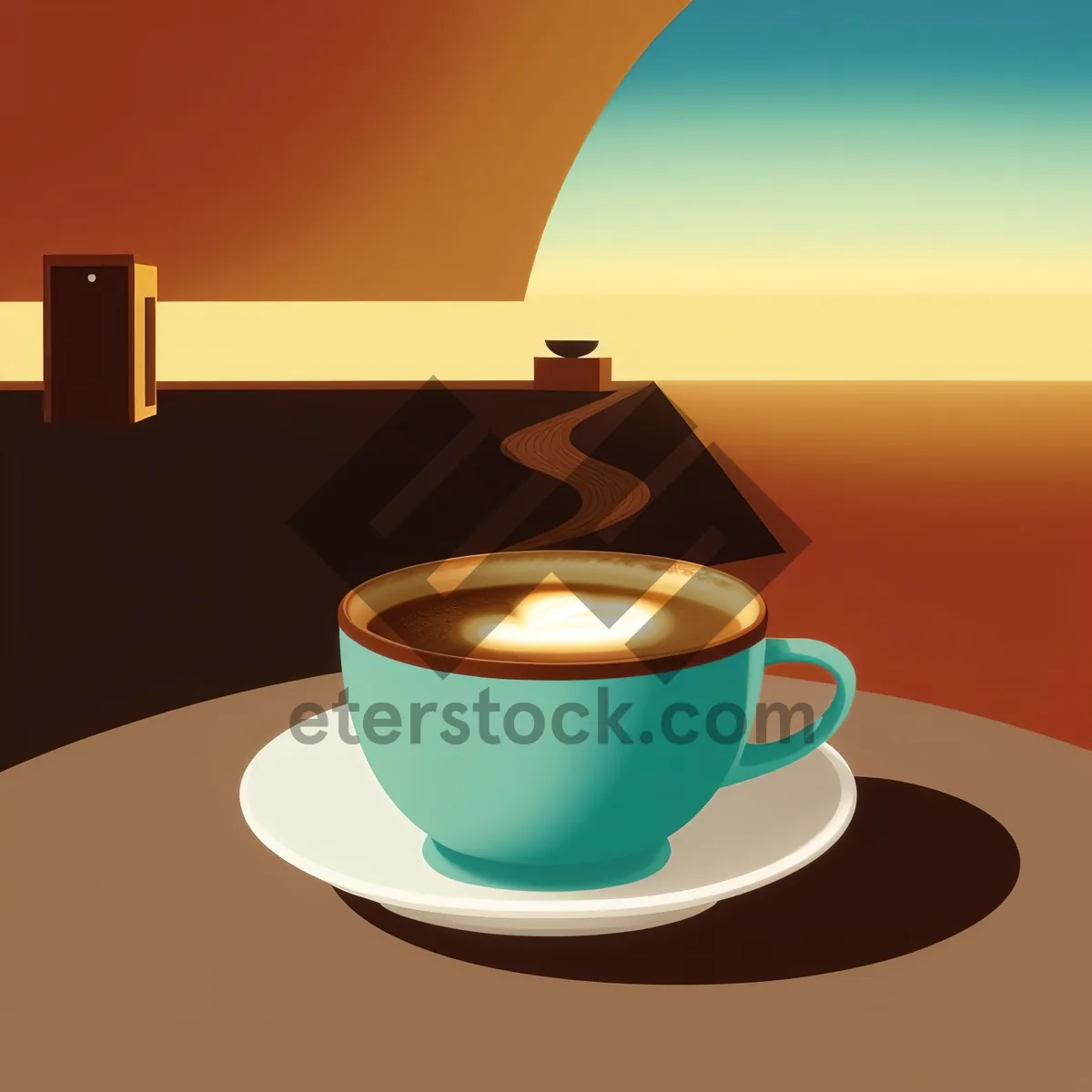 Picture of Hot Espresso Morning Cup - Aromatic Beverage in Ceramic Mug