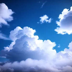 Fluffy Cumulus Clouds in Sunlit Sky