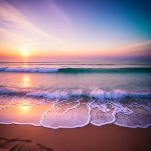 Sunset over Tranquil Beach Horizon