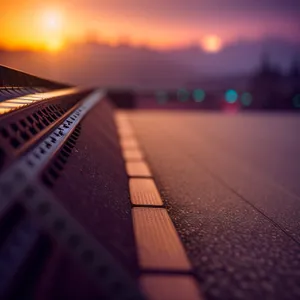 Urban Roadway in Motion with City Skyline