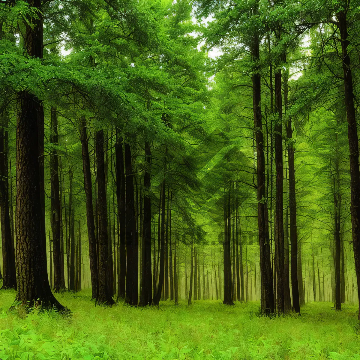 Picture of Lush Green Pathway Amidst Sunlit Southern Beech Forest