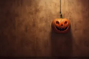 Jack-o'-lantern in the dark night.