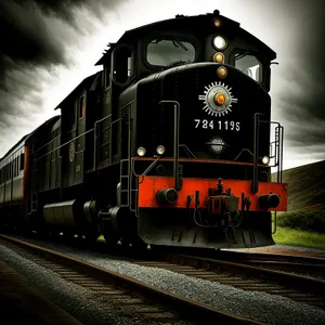 Vintage Steam Train on Railway Tracks.