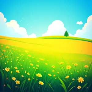 Idyllic Spring Meadow Under Clear Blue Sky