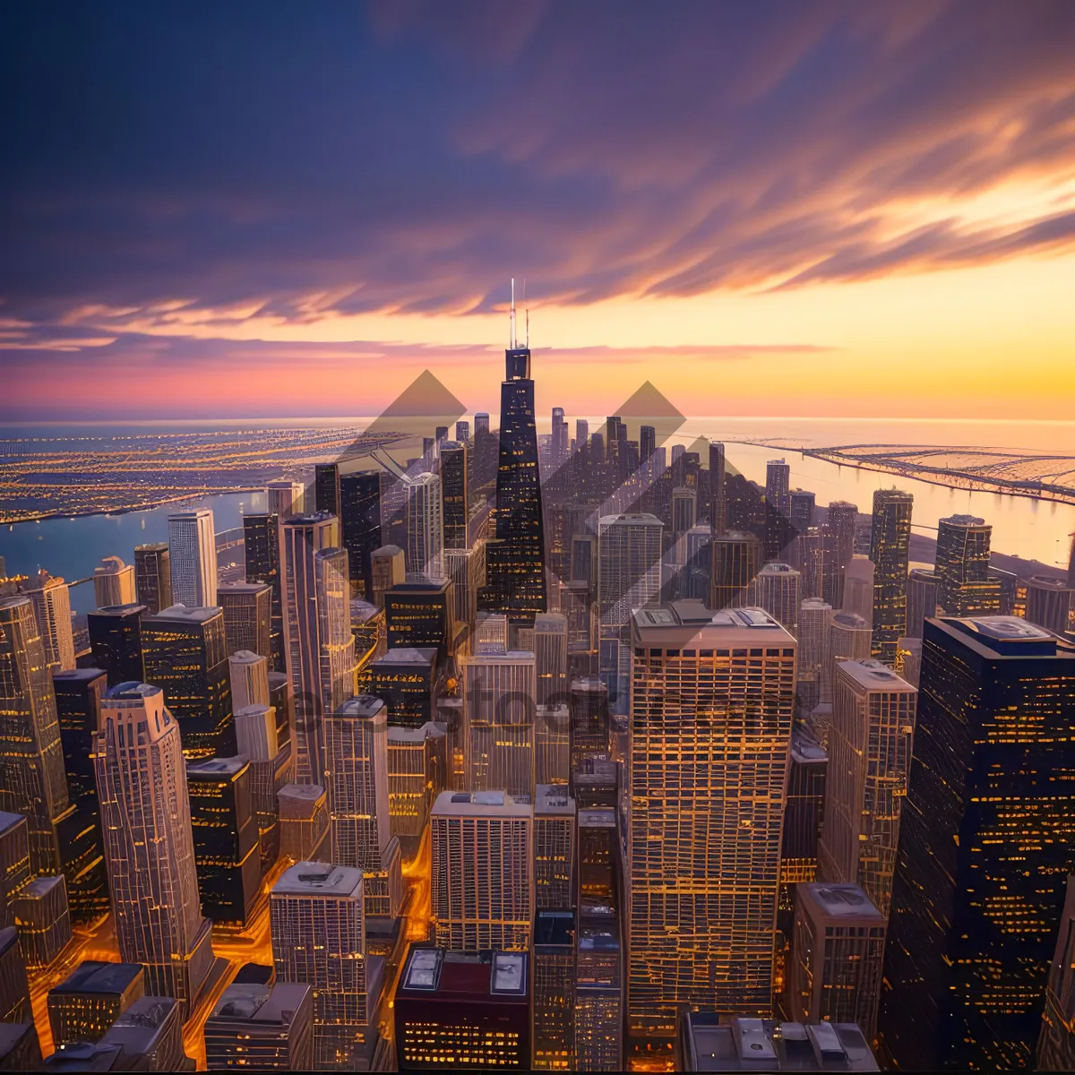 Picture of Nighttime Urban Skyline - City's Dazzling Lights