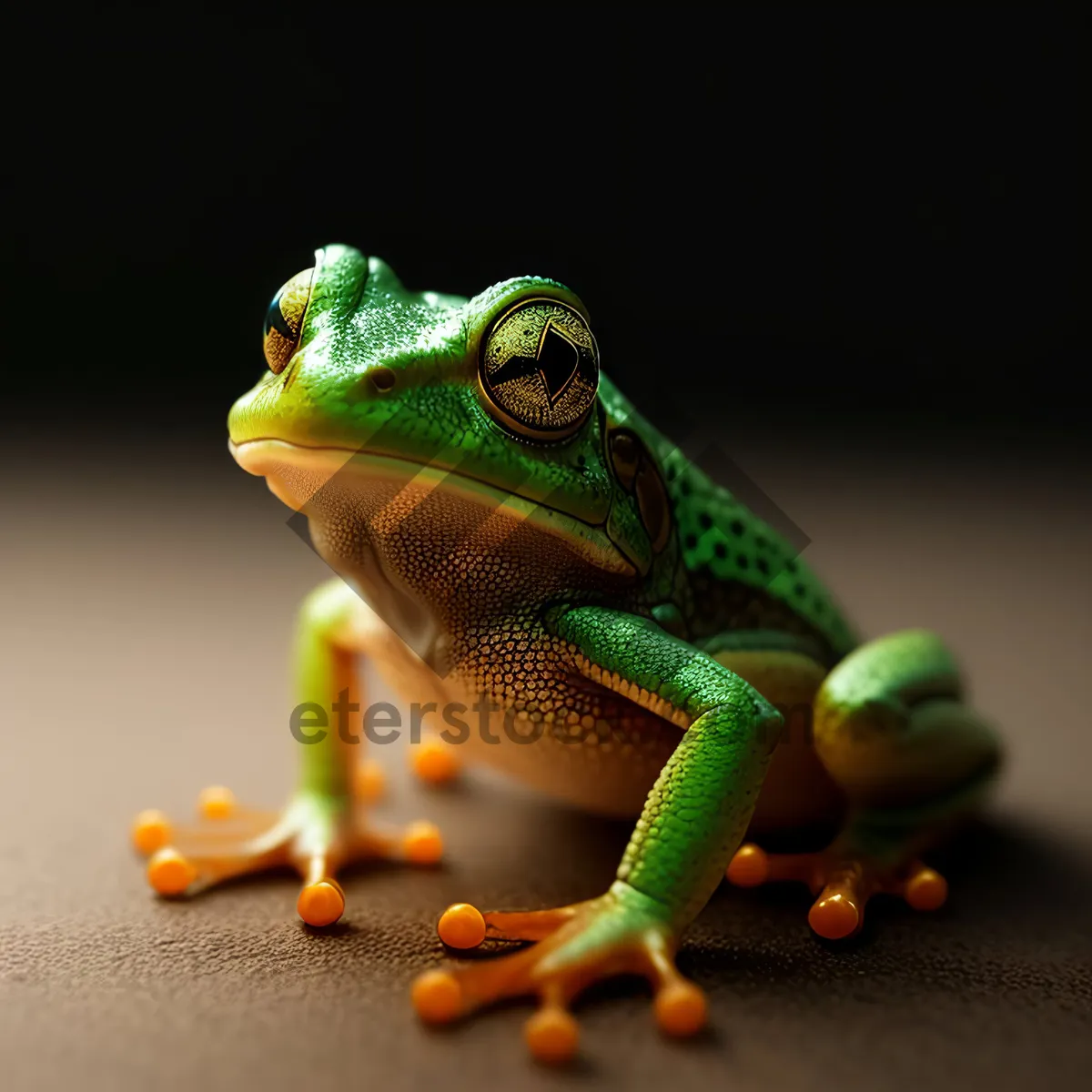 Picture of Vivid-eyed Tree Frog Peeping through Leaves