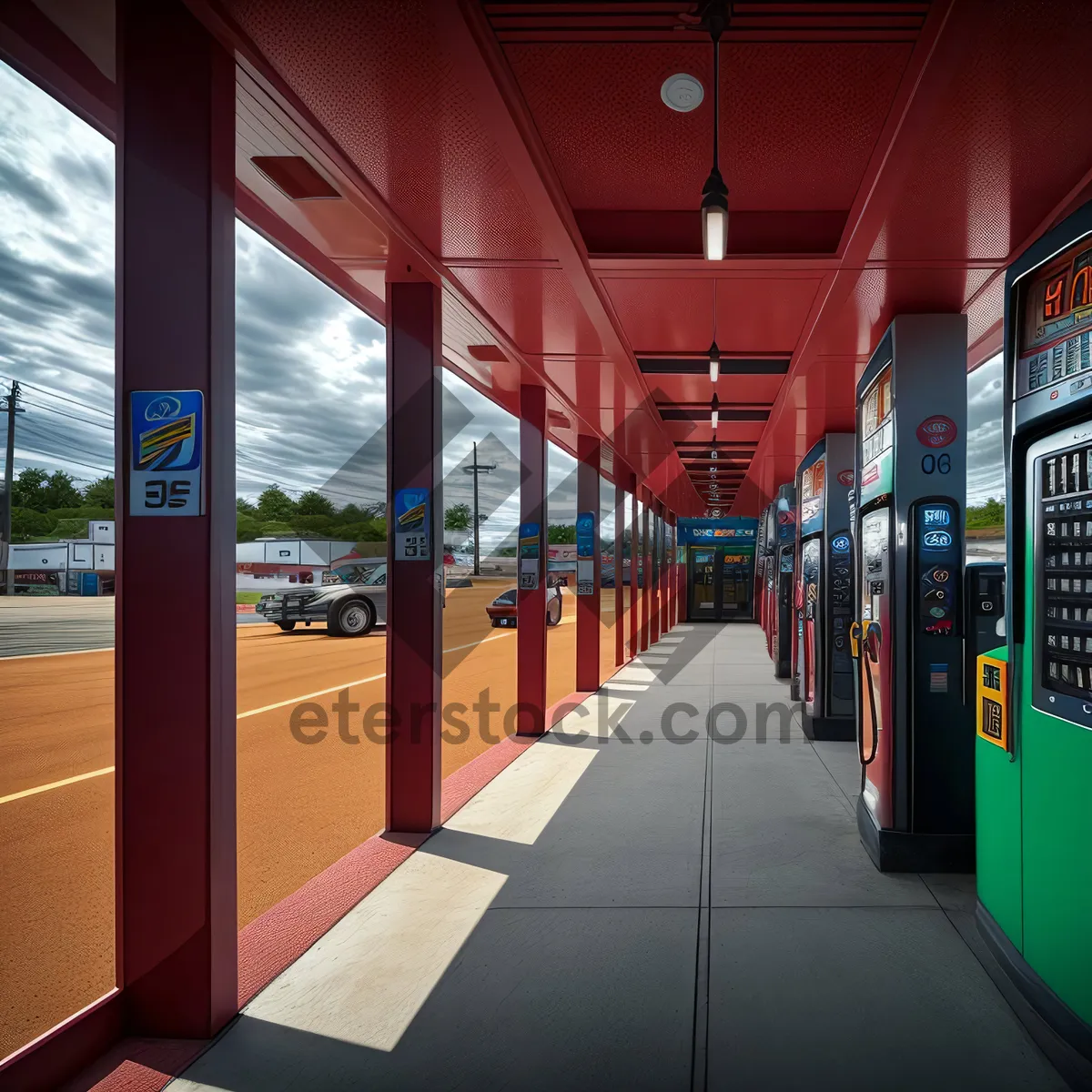 Picture of Modern Urban Train Station Interior with Movable Barrier