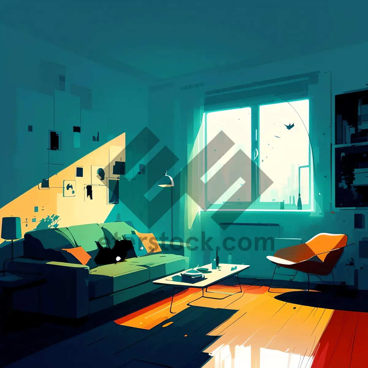 Picture of Modern luxury living room interior design with sofa, chair