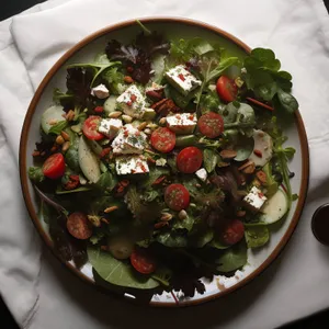 Fresh and Healthy Vegetable Salad with Grilled Beef