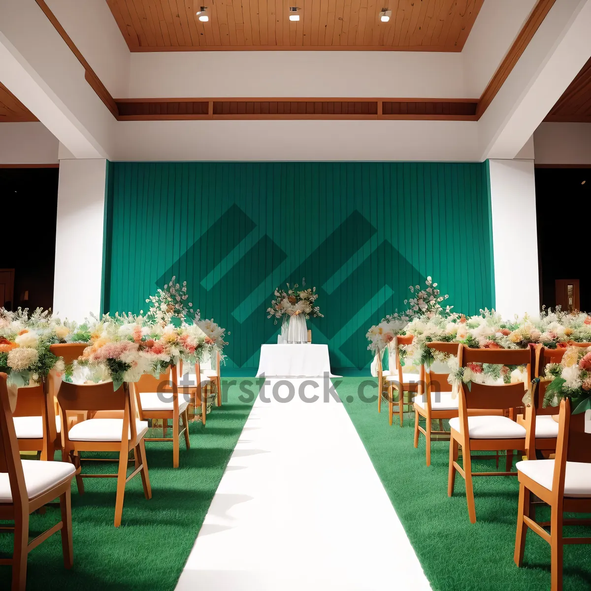 Picture of Elegant dining table set in modern interior