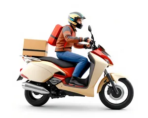 Cartoon man speeding in silhouette with vehicle.