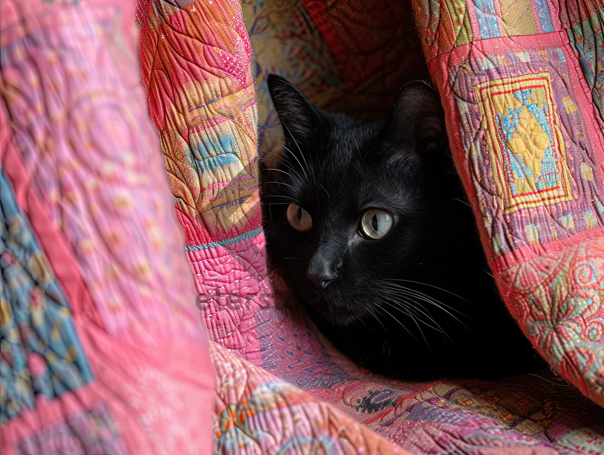 Picture of Fluffy Kitten with Adorable Whiskers Watching Curiously