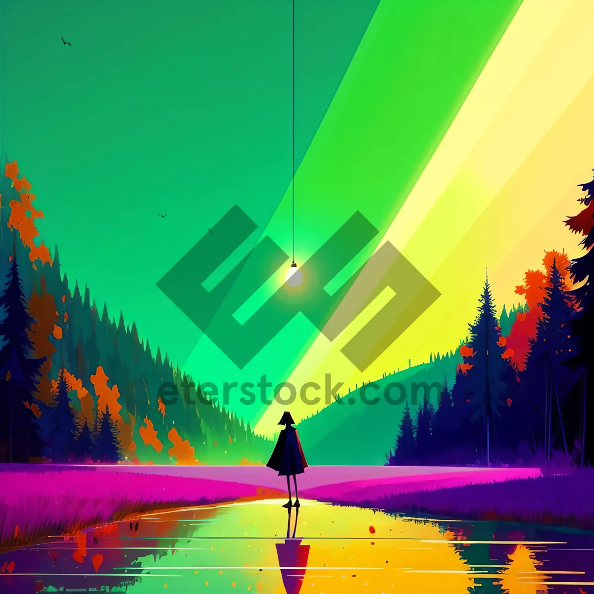 Picture of Vibrant Digital Artwork with Colorful Lighting