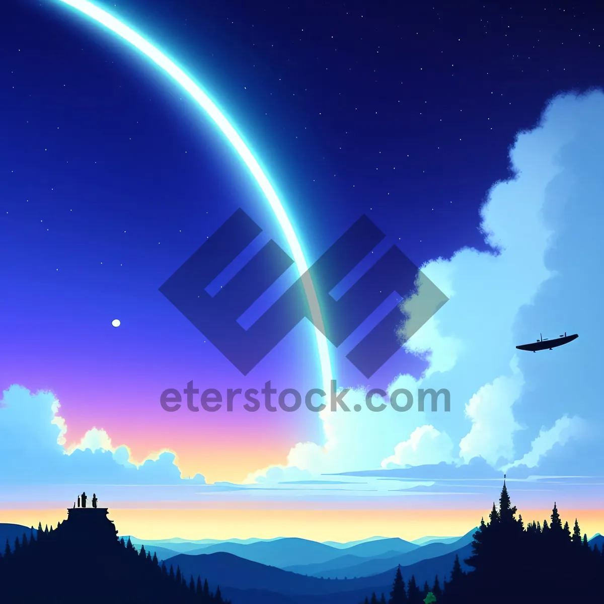 Picture of Vibrant Sunset Sky with Celestial Bodies