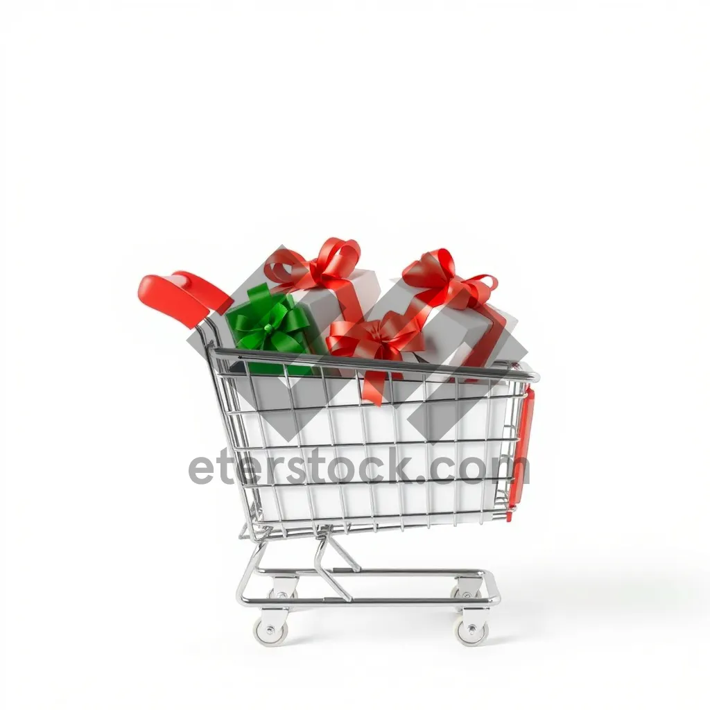 Picture of 3D Shopping Cart with Empty Basket for E-commerce