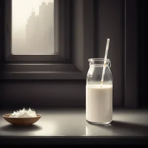 Transparent Milk Bottle with Liquid Substance
