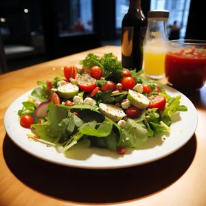 Grilled Vegetable Salad with Fresh Lettuce and Tomato