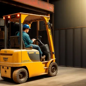 Heavy-duty forklift hauling industrial cargo.