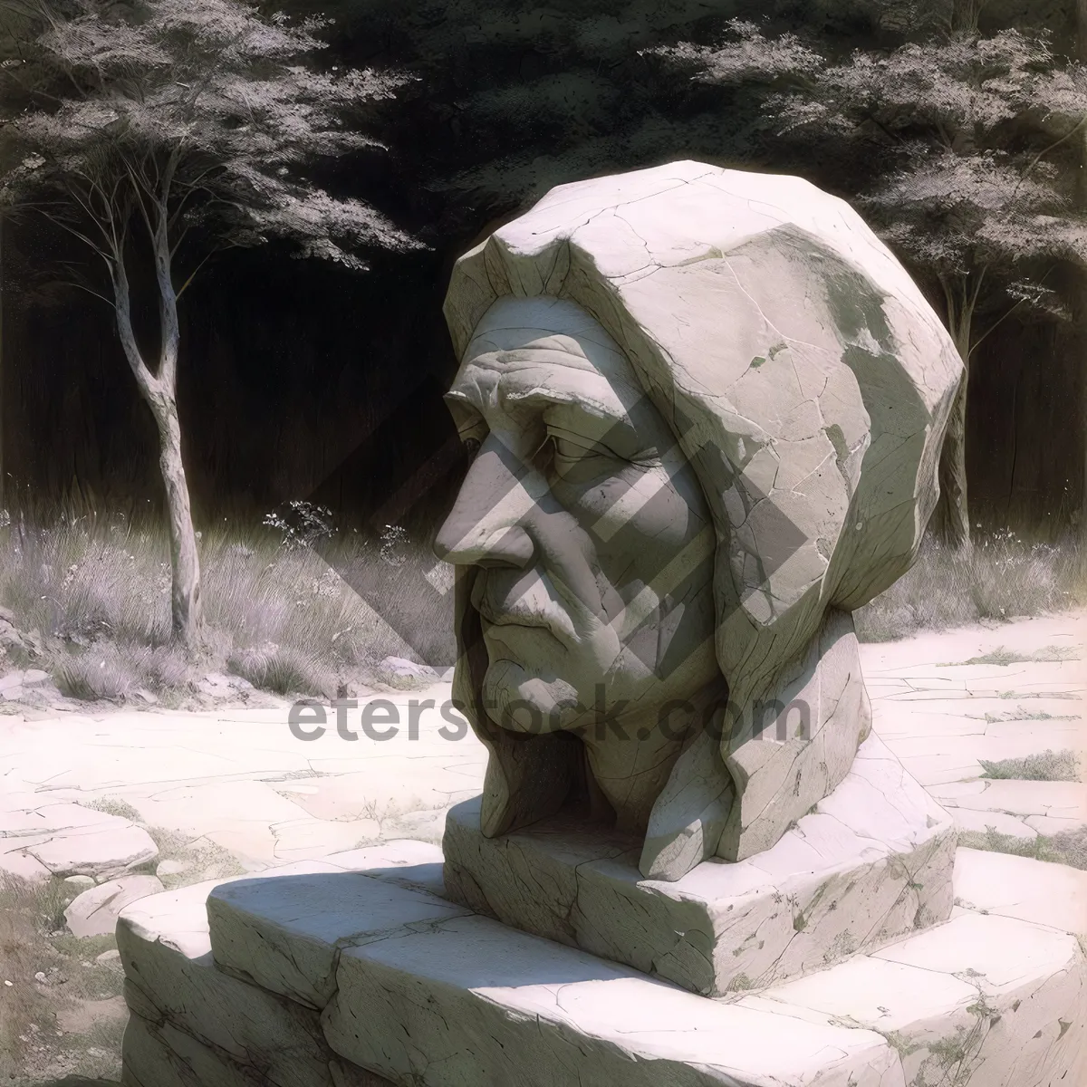 Picture of Timeless Gravestone Sculpture: Ancient Monument of Art