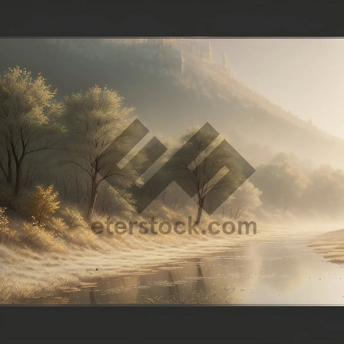Picture of Golden Horizons: Serene Countryside Sunset Over Open Fields
