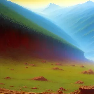 Scenic mountain landscape under the sun