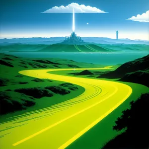 Vibrant Rural Sunset over Meadow and Golf Course