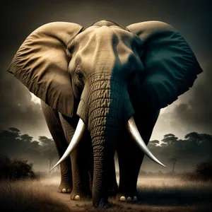 Mighty Tusked Elephant Roaming Serene Safari