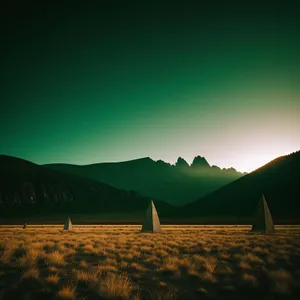 Vibrant Sunset over Majestic Mountain Peaks