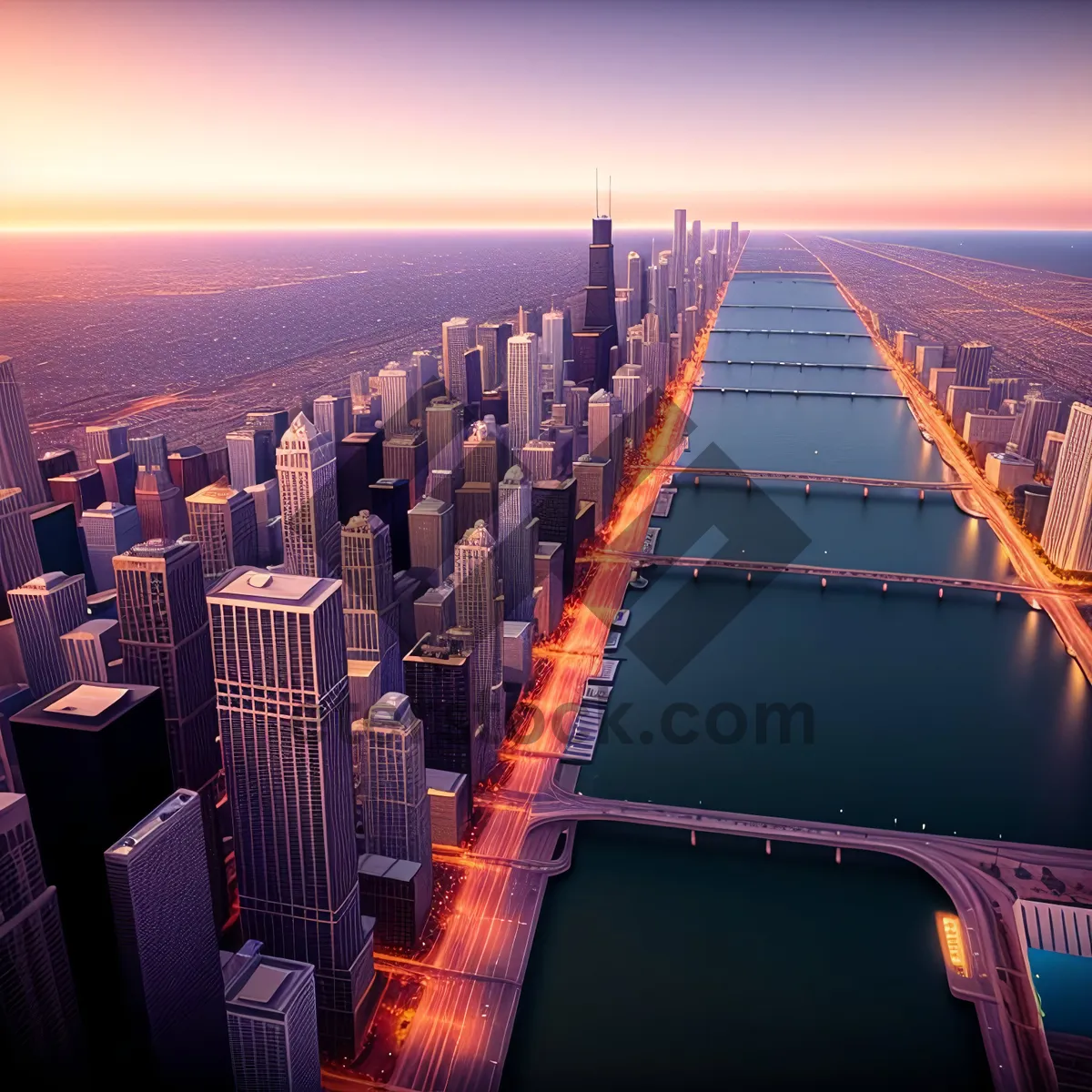 Picture of City Lights: Illuminating Urban Skyline at Sunset