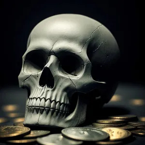 Fearsome Skull Covering in Bone Sculpture