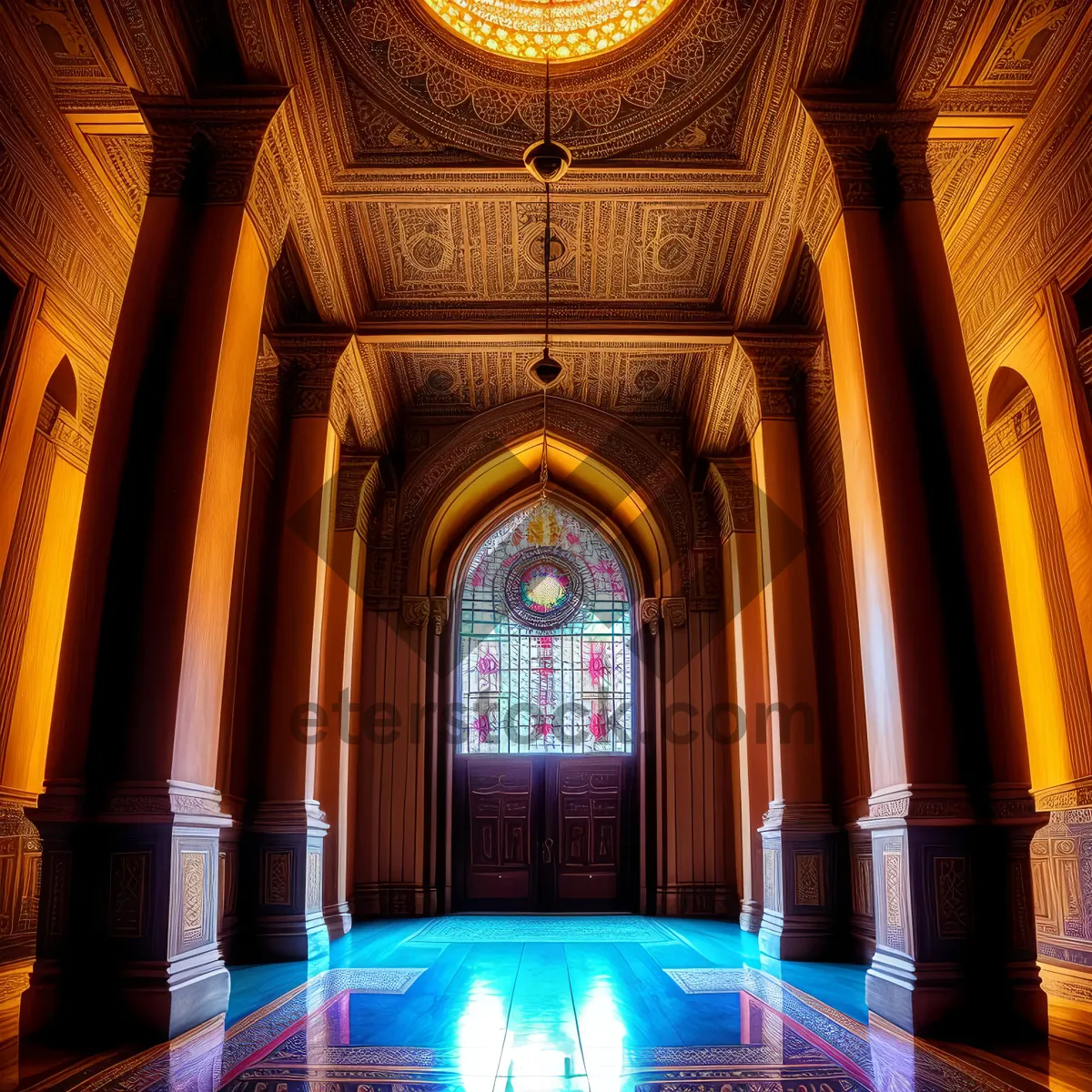 Picture of Historic Catholic Cathedral Interior with Arched Windows