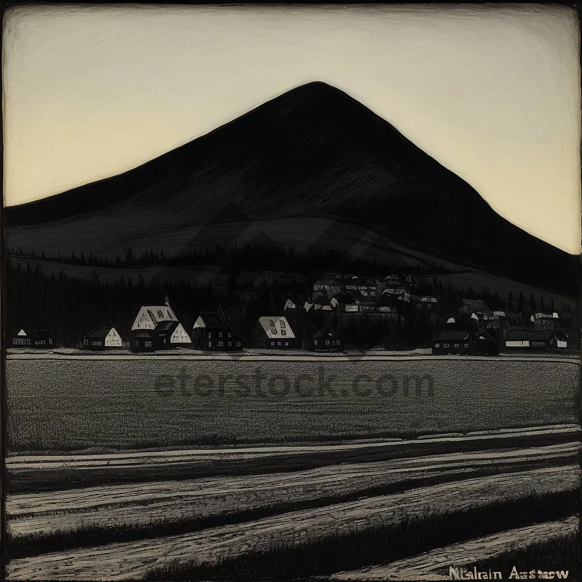 Picture of Mountain canvas tent under open sky with mosquito net