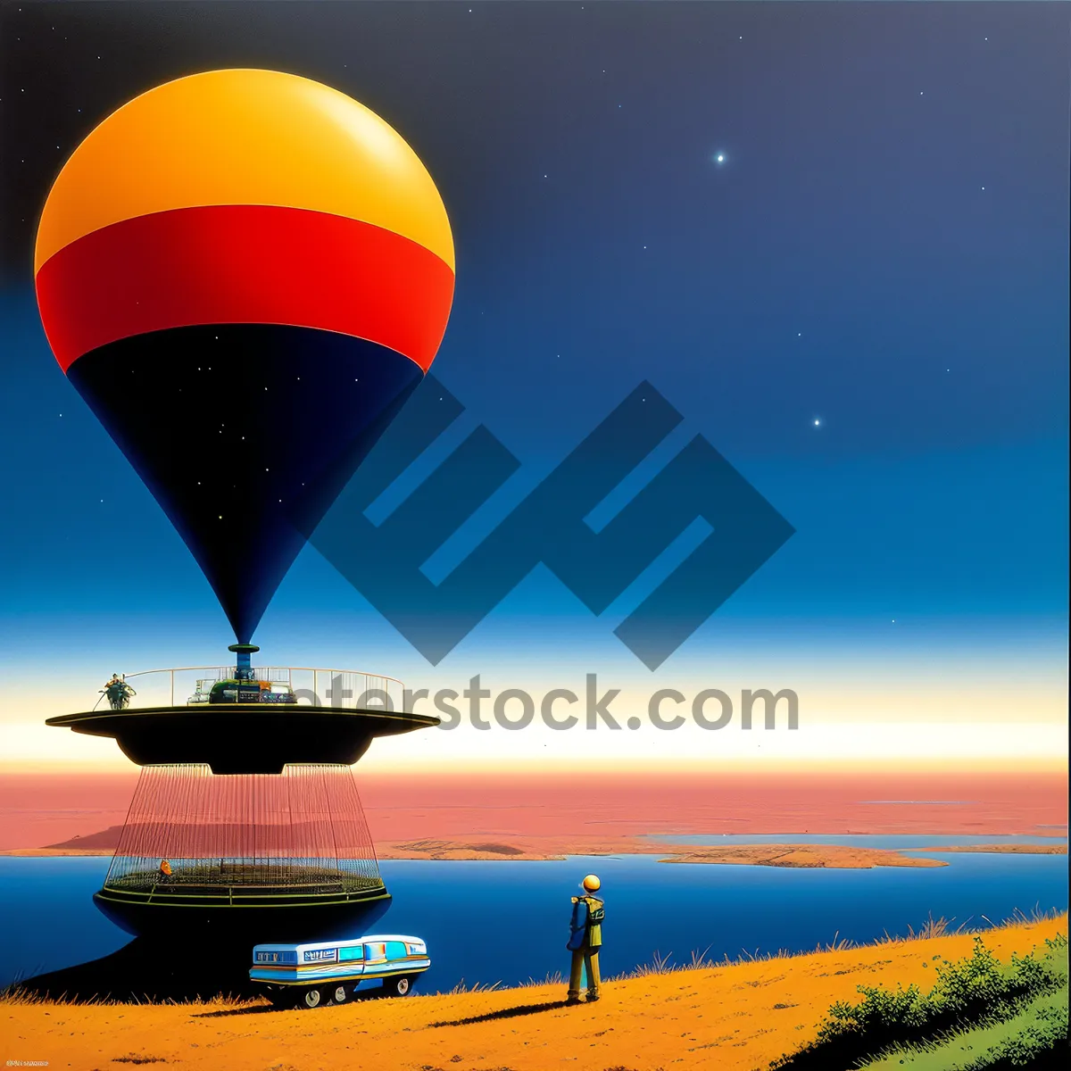 Picture of Colorful Hot Air Balloon Soaring through the Sky