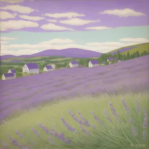 Serene Lavender Meadow in Rural Countryside