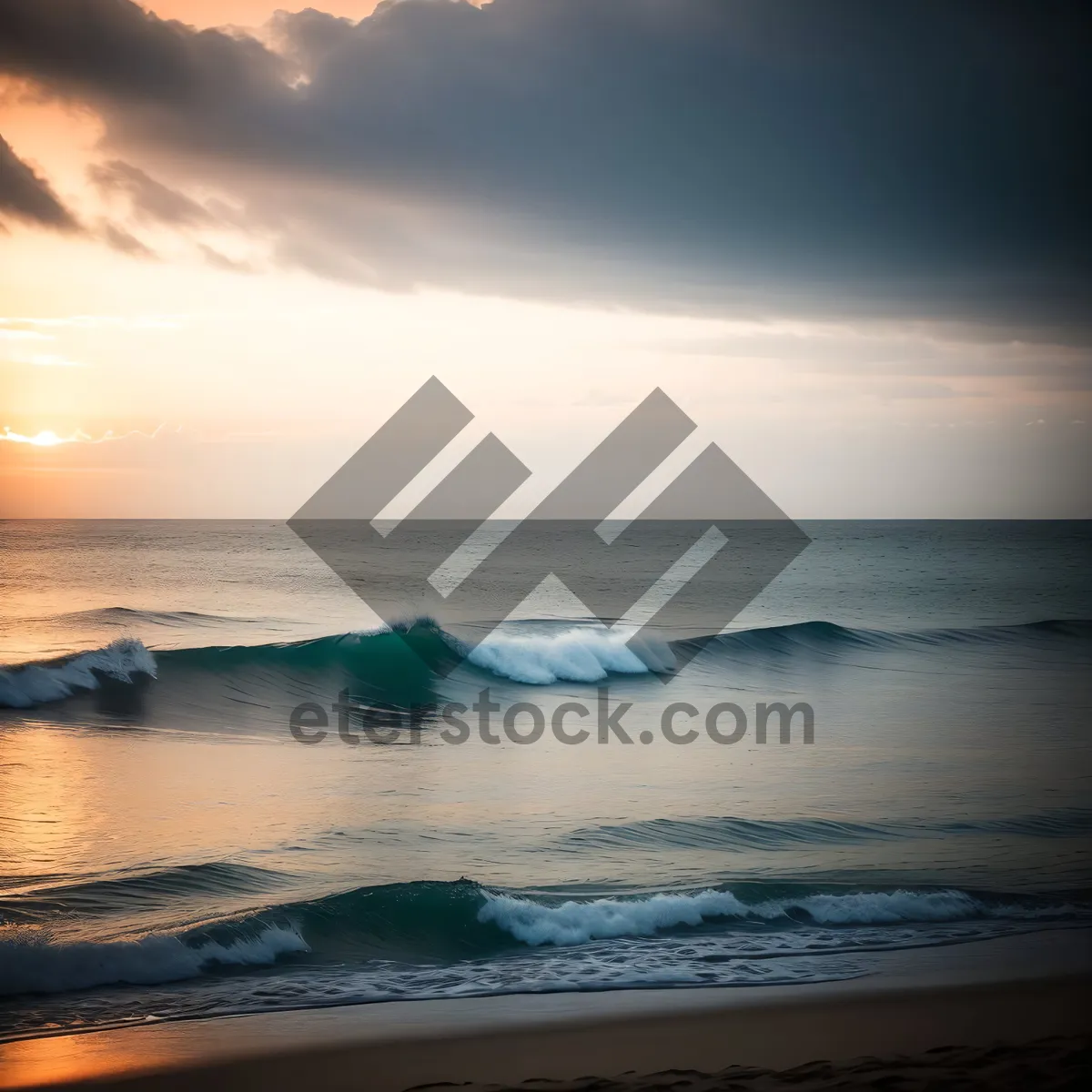 Picture of Serene Sunset Over Sandy Beach