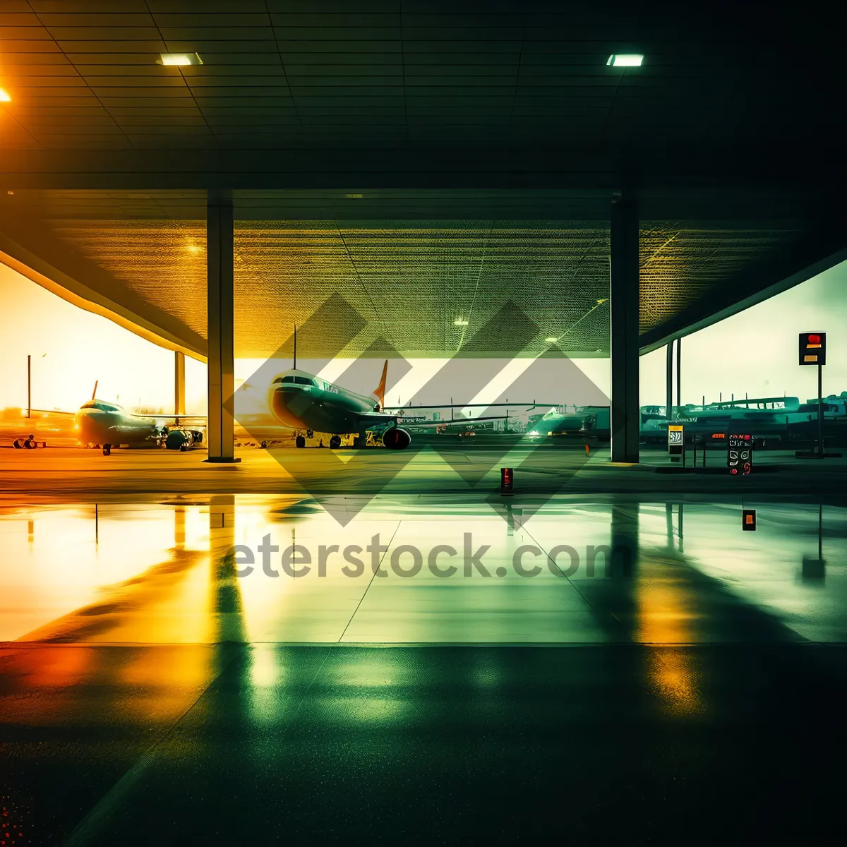 Picture of Urban Night Bowling: City lights reflect on bowling pins