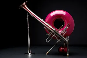 Brass trombone horn with 3D effect.