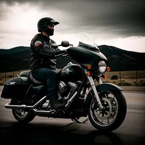 Speeding Biker on Open Road