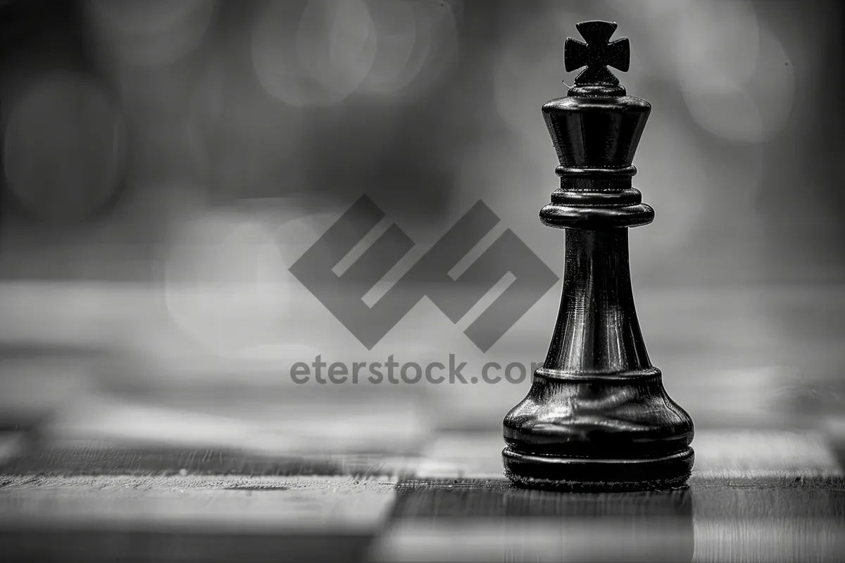 Picture of Chessboard with black pieces and checkmate victory