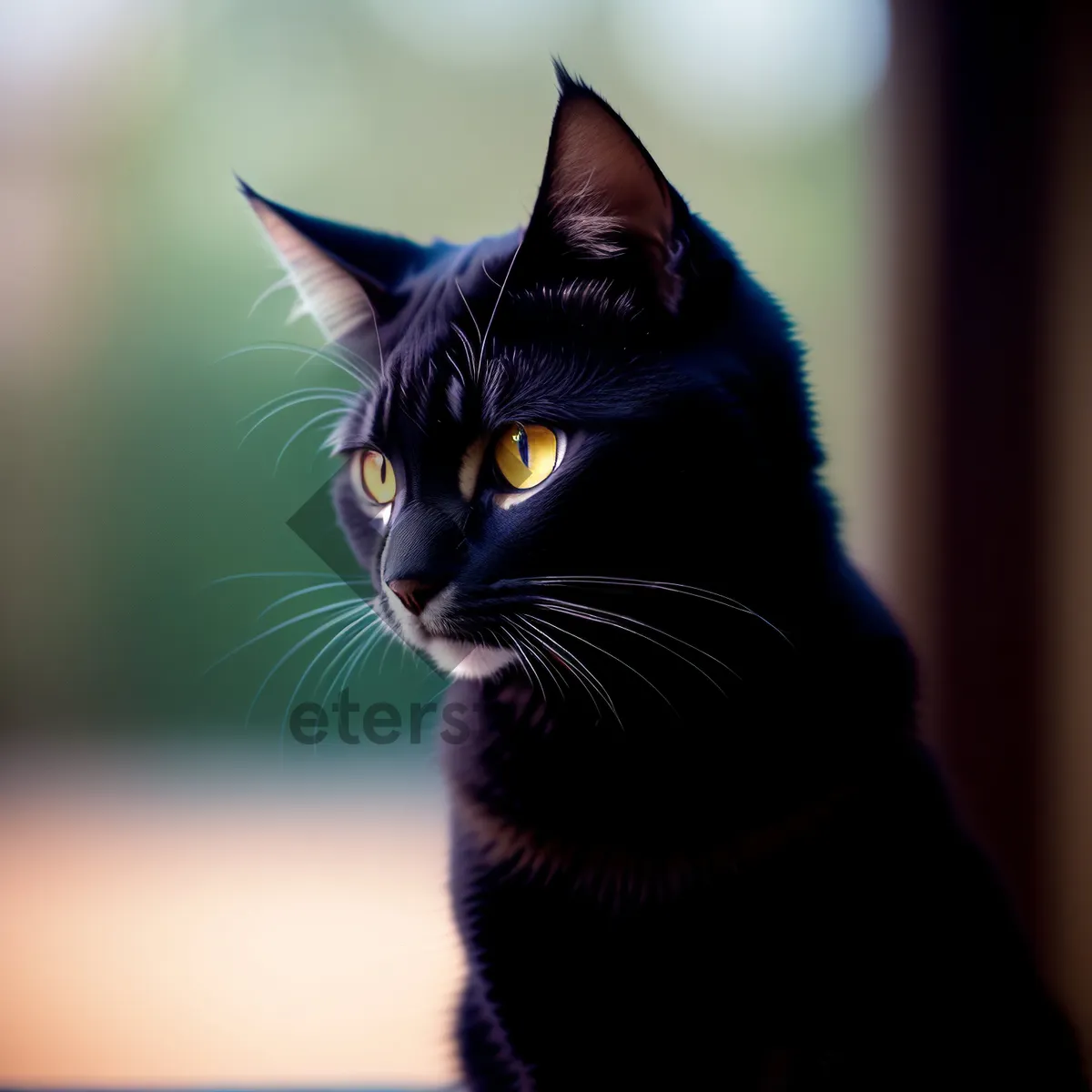Picture of Adorable Black Kitty with Curious Eyes