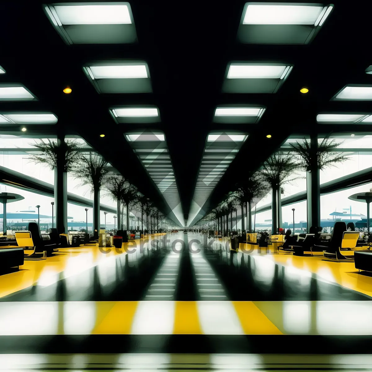 Picture of Modern Office Building Interior with Glass Hallway Motion