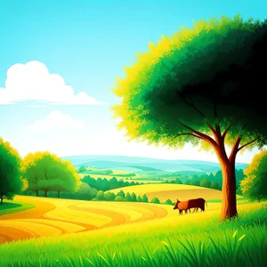 Golden Horizon: A Peaceful Meadow Under a Bountiful Sky