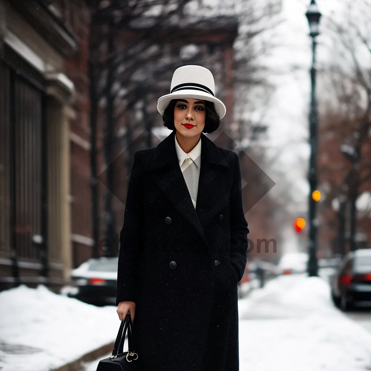 Picture of Happy Executive Businessman in Trench Coat Smiling