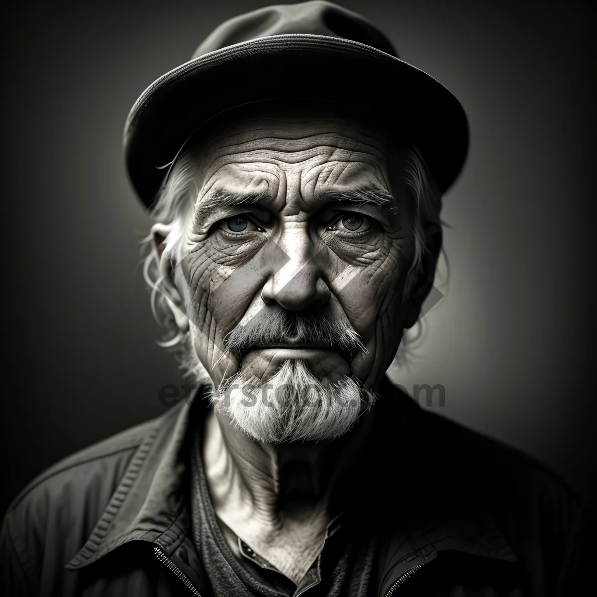 Picture of Serious Elderly Man with Intense Expression