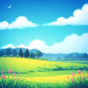 Vibrant Rural Landscape Under Clear Summer Sky