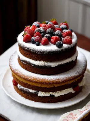 Delicious Berry Cream Cake with Chocolate Drizzle